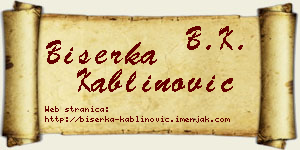 Biserka Kablinović vizit kartica